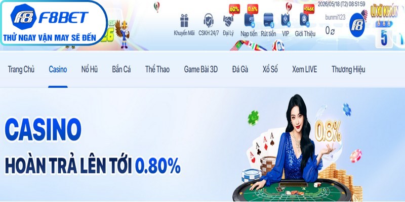 Casino trực tuyến f8bet với những ưu điểm nổi bật tạo nên sức thu hút mạnh mẽ