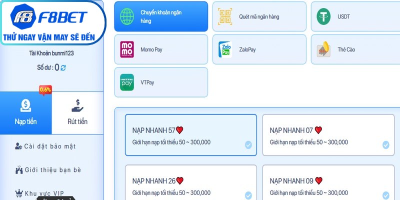 Các bước thực hiện thao tác rút tiền f8bet đơn giản, nhanh chóng